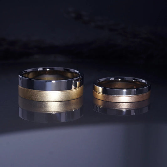 フルオーダー結婚指輪 幅広2色ゴールド使いデザイン