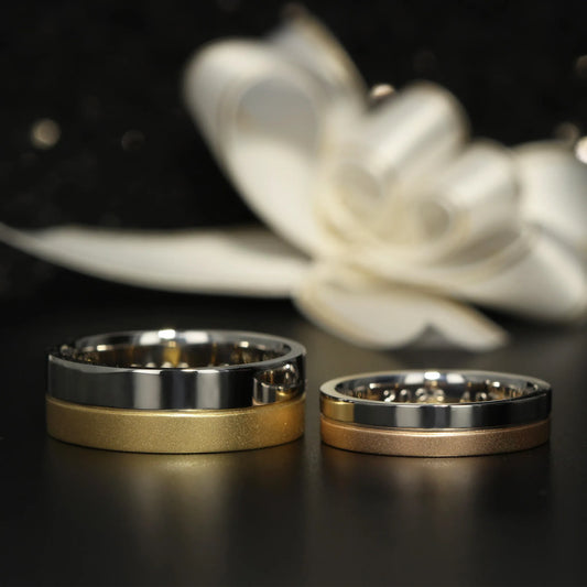 フルオーダー結婚指輪 幅広2色ゴールド使いデザイン