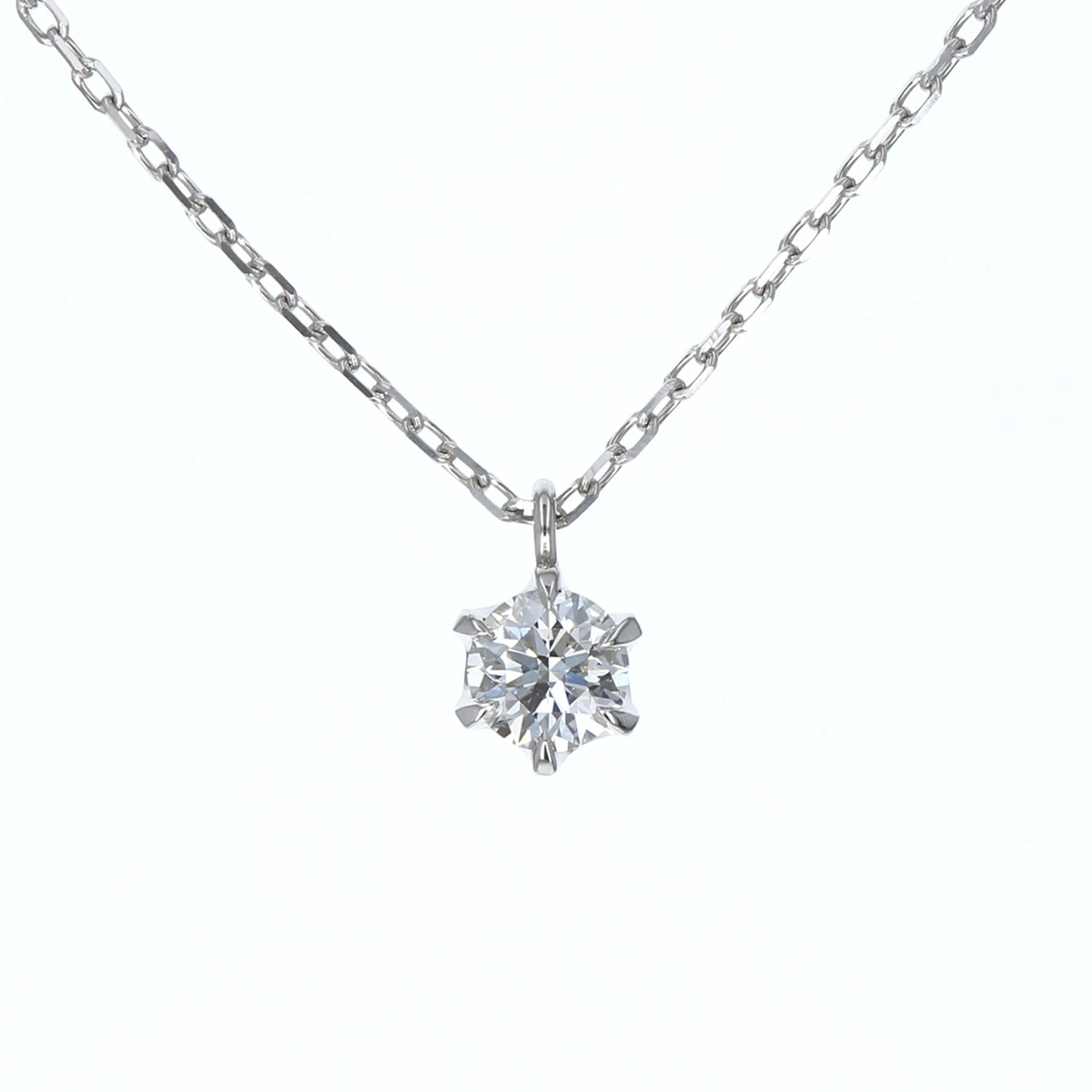 一粒ダイヤモンドネックレス 0.157ct プラチナ 爪留めセッティング Eカラー