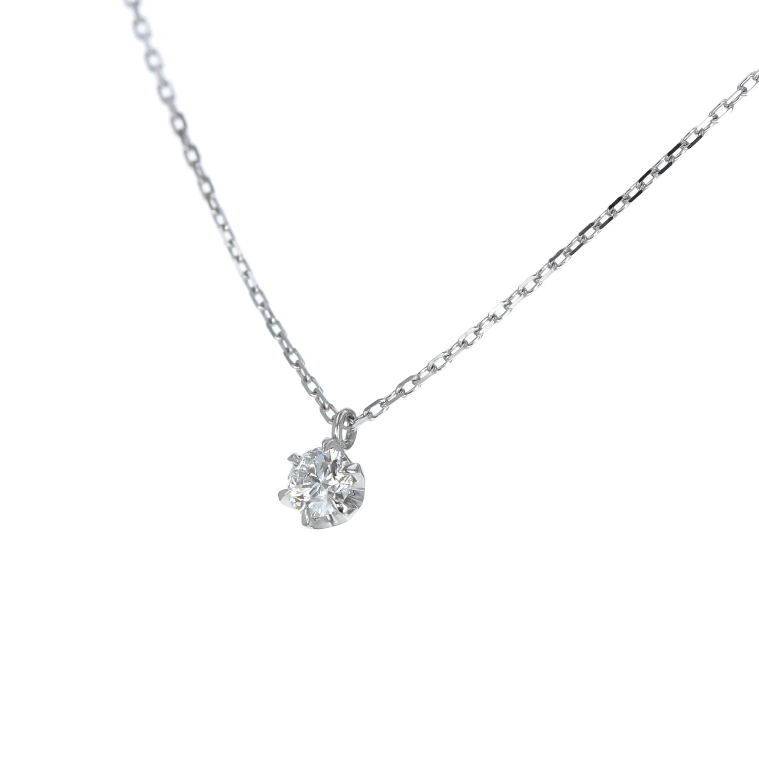 ダイヤモンドネックレス 石枠 爪留め 一粒ダイヤ プラチナ 0.157ct