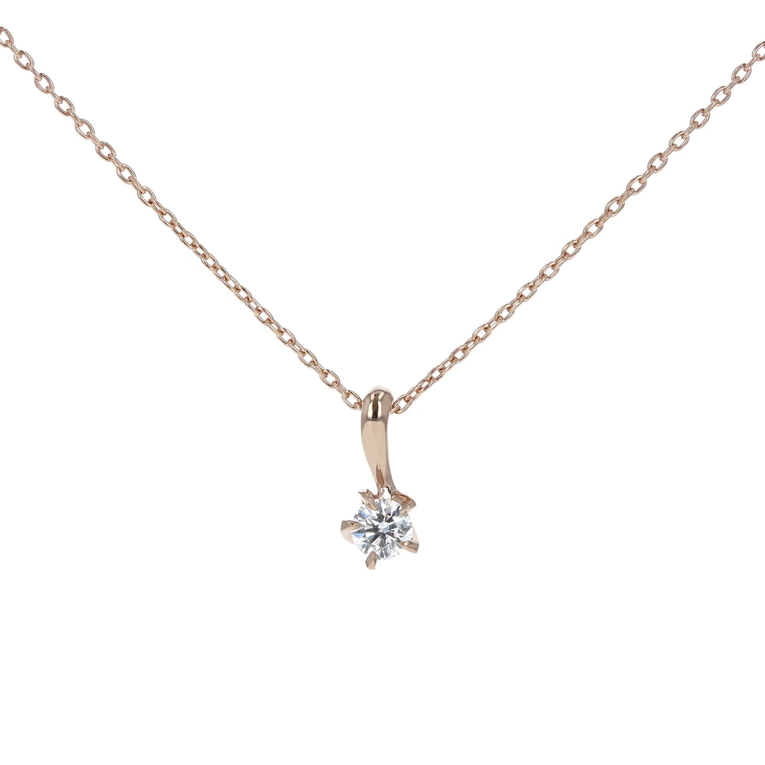 婚約ネックレス Meteor 流れ星をモチーフにした一粒ダイヤモンドネックレス K18ピンクゴールド