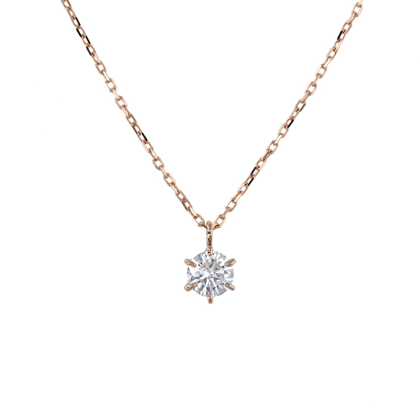 婚約ネックレス Illustrious K18ピンクゴールド 一粒ダイヤモンドネックレス