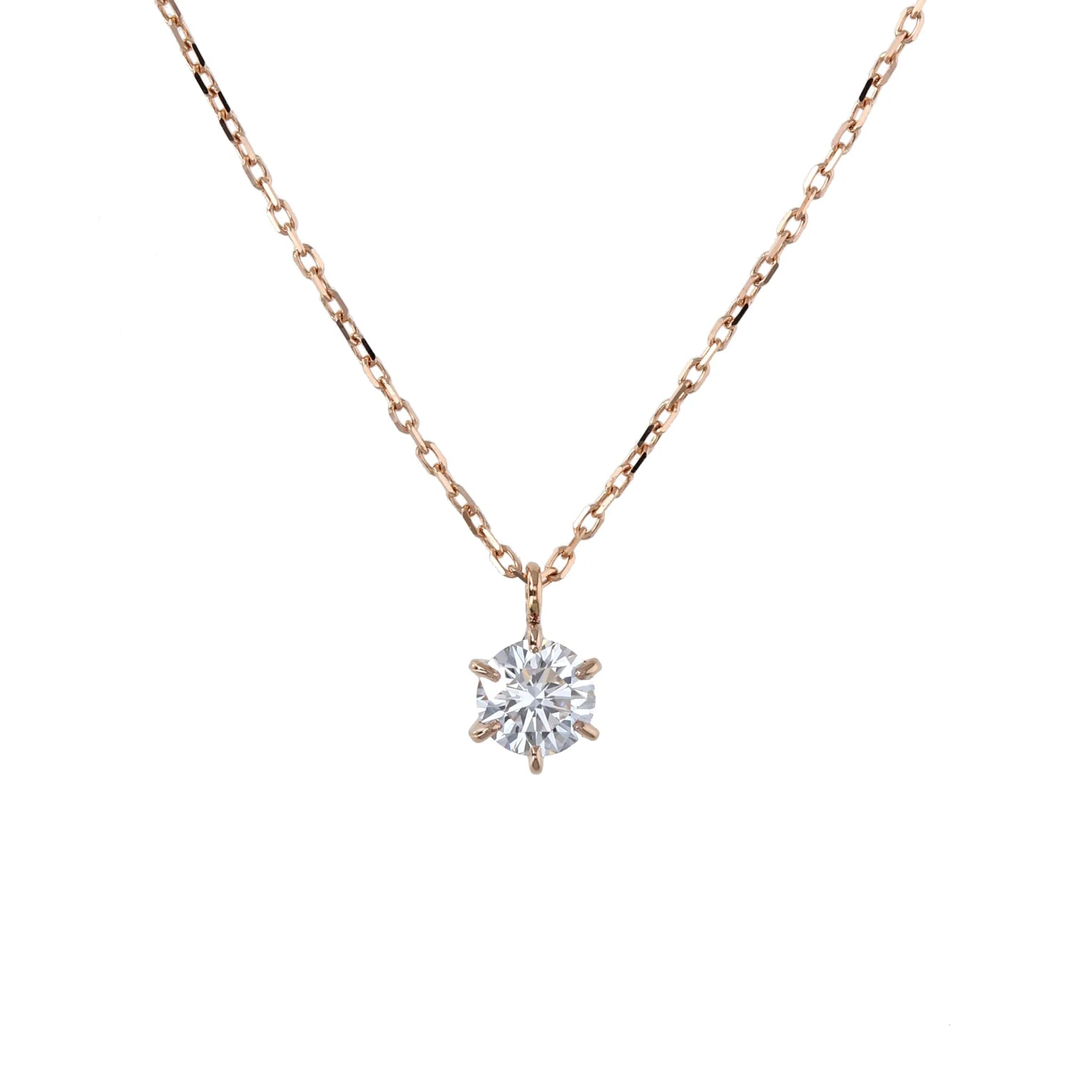 婚約ネックレス Illustrious K18ピンクゴールド 一粒ダイヤモンドネックレス