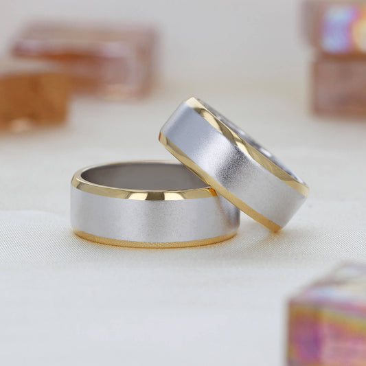 プラチナ×18金 幅広の結婚指輪