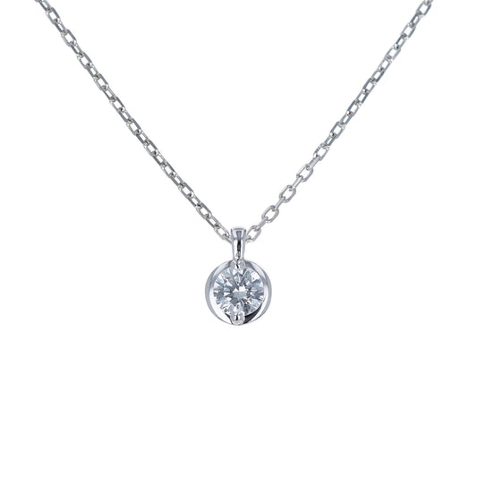 婚約ネックレス Saturn 2点留め 一粒ダイヤモンドネックレス プラチナ 正面