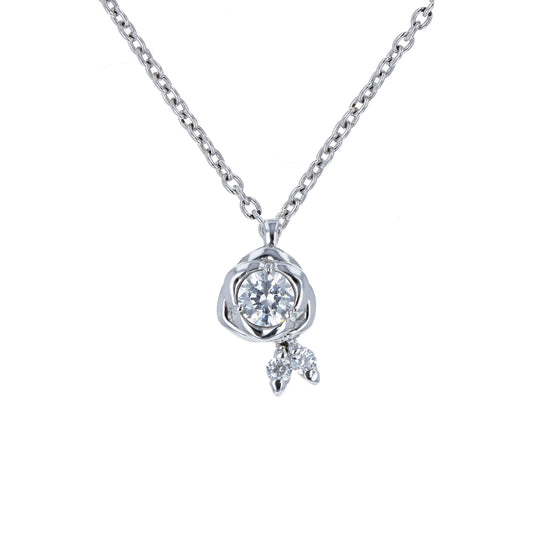 婚約ネックレス Captive rose バラモチーフの一粒ダイヤモンドネックレス プラチナ